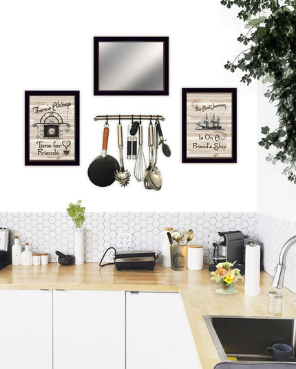 Set Of Three Friendship Journey 4 Black Framed Print Kitchen Wall Art