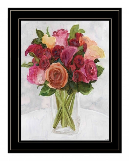 Vases with Flowers II 2 Black Framed Print Wall Art