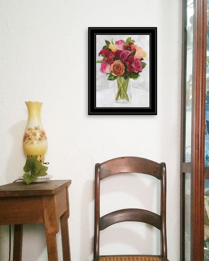 Vases with Flowers II 2 Black Framed Print Wall Art