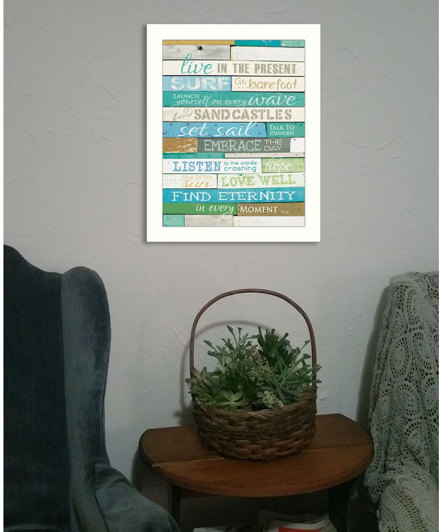 Live in the Present 4 White Framed Print Wall Art