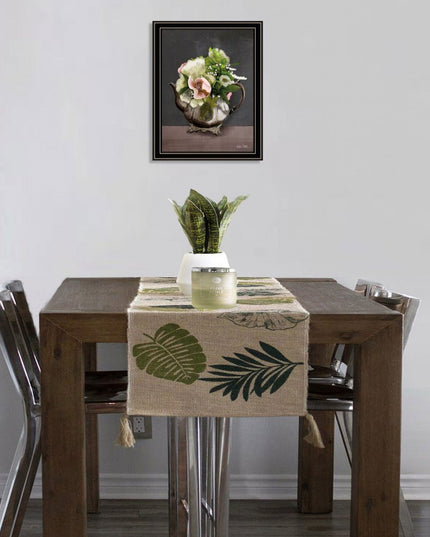 Vintage Floral Tea Pot 2 Black Framed Print Kitchen Wall Art