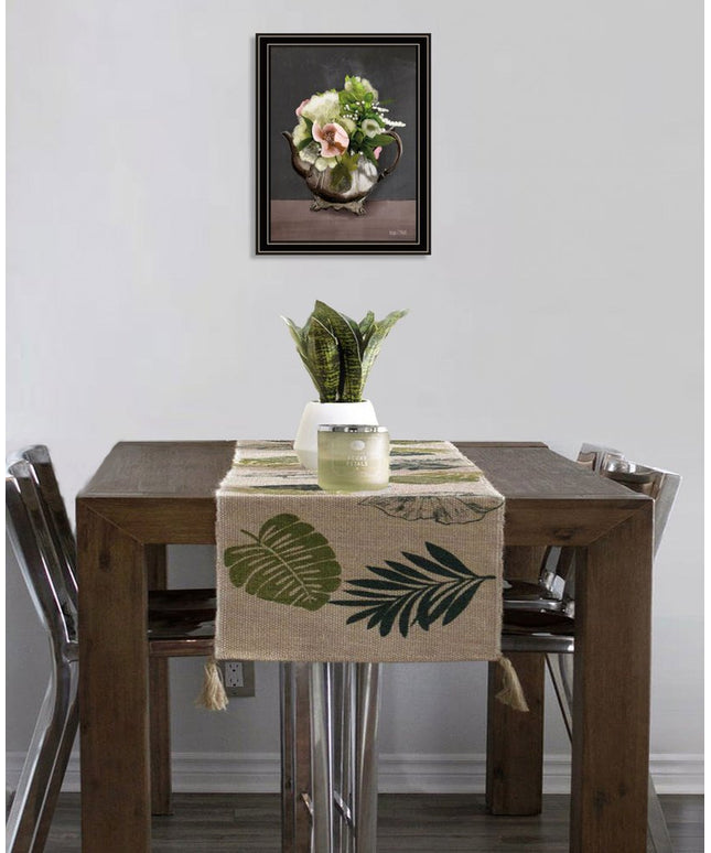 Vintage Floral Tea Pot 2 Black Framed Print Kitchen Wall Art