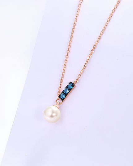 14K Rose Gold Jewelry New Korean Pearl Necklace Pendant all-match gold