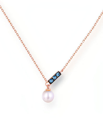14K Rose Gold Jewelry New Korean Pearl Necklace Pendant all-match gold
