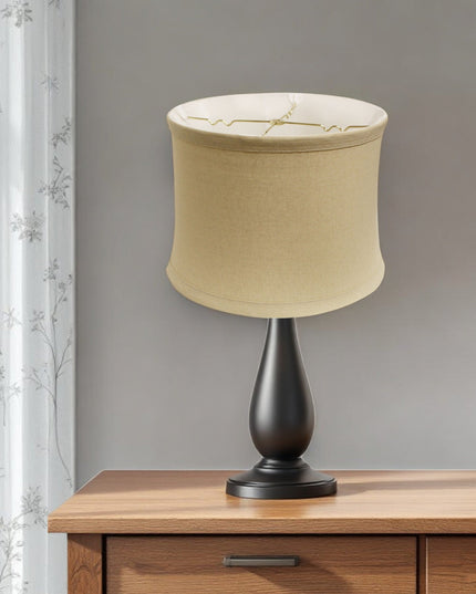 15" Rosewood Drum Trimmed Linen Lampshade