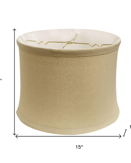 15" Rosewood Drum Trimmed Linen Lampshade