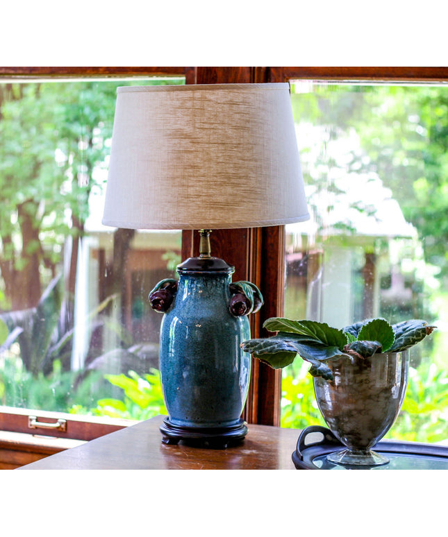 14" Light Wheat Rounded Empire Slanted Linen Lampshade