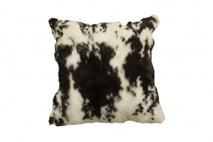 18" X 18" Black And White Rabbit Zippered Natural Fur Animal Print