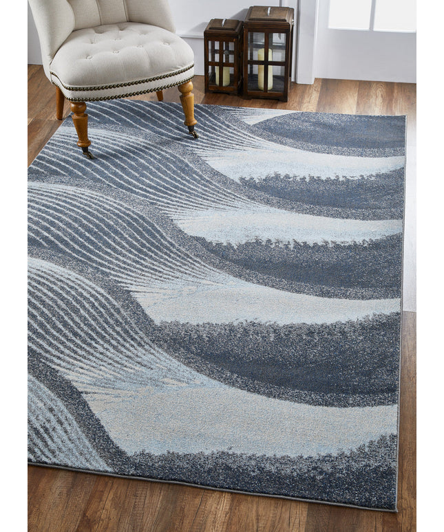 10' X 13' Gray Blue Abstract Waves Modern Area Rug