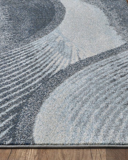 10' X 13' Gray Blue Abstract Waves Modern Area Rug