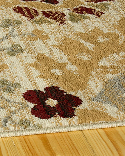 6' X 9' Camel Gray And Rust Floral Stain Resistant Area Rug