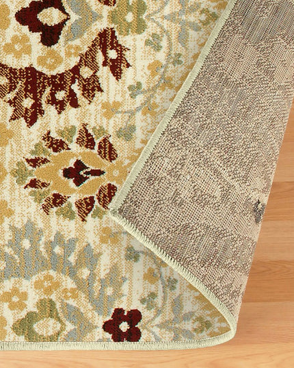 6' X 9' Camel Gray And Rust Floral Stain Resistant Area Rug