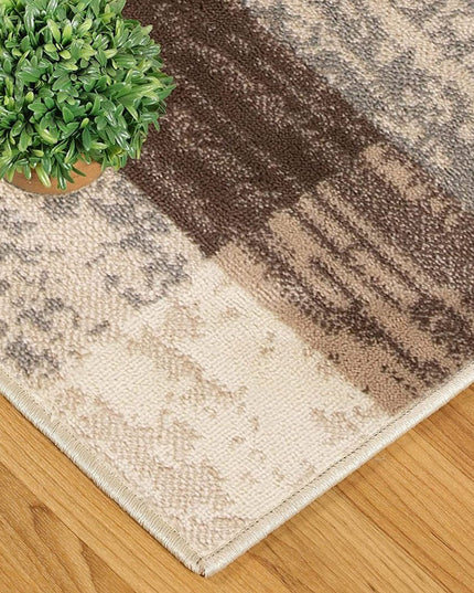 8' X 10' Beige And Slate Gray Patchwork Area Rug
