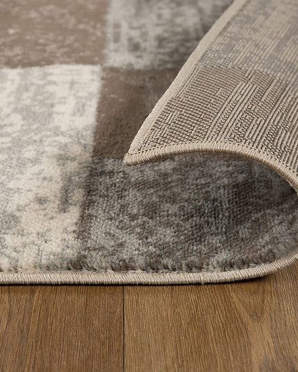 8' X 10' Beige And Slate Gray Patchwork Area Rug