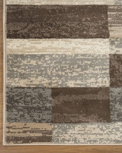 8' X 10' Beige And Slate Gray Patchwork Area Rug