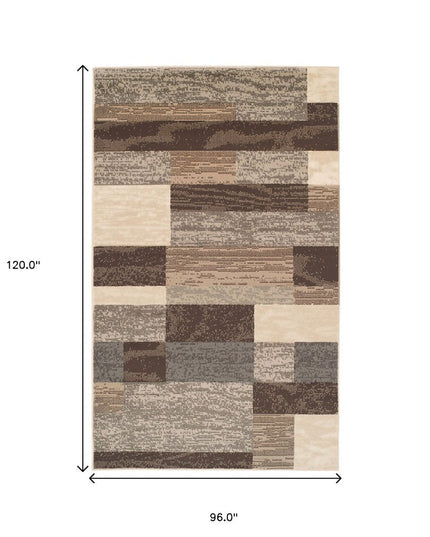 8' X 10' Beige And Slate Gray Patchwork Area Rug