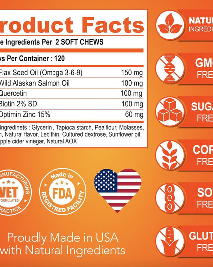 Omega 3 for Dogs   Dog Skin and Coat Supplement   Fish Oil for Dogs