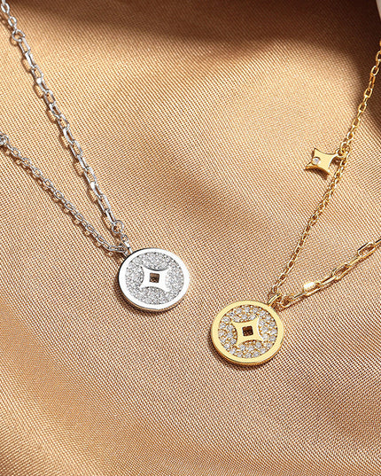 A Light Luxury Copper Coin New Chinese-Style Necklace