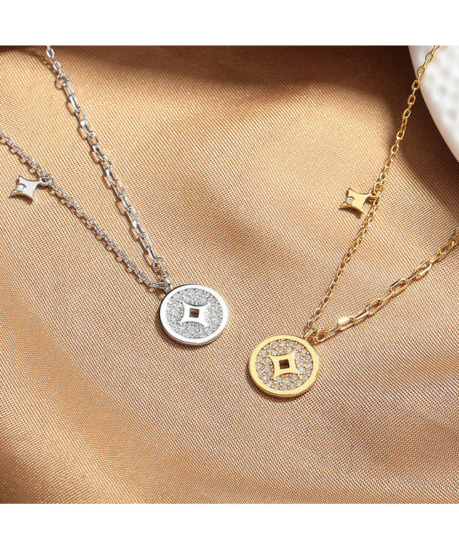 A Light Luxury Copper Coin New Chinese-Style Necklace