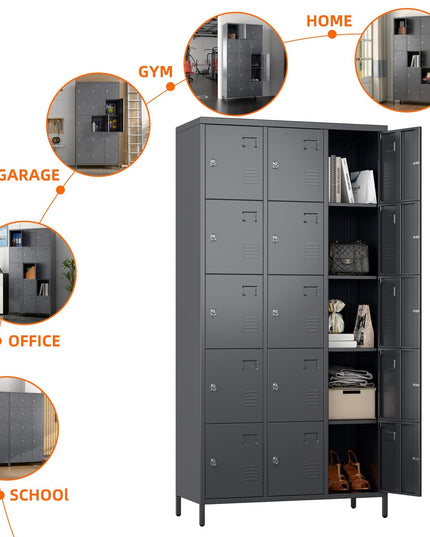 15 Doors Metal Lockers For Employees For Offices School Gyms