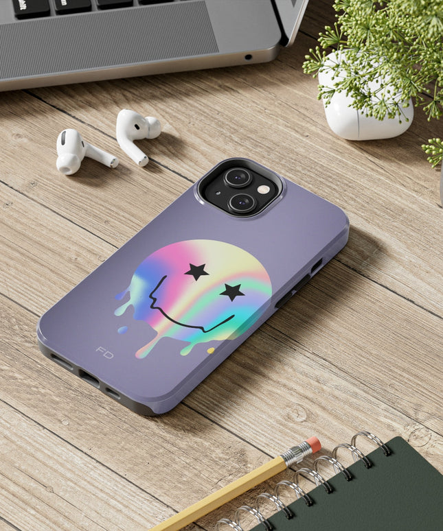Happy Face with Stars Tough Case for iPhone with Wireless Charging
