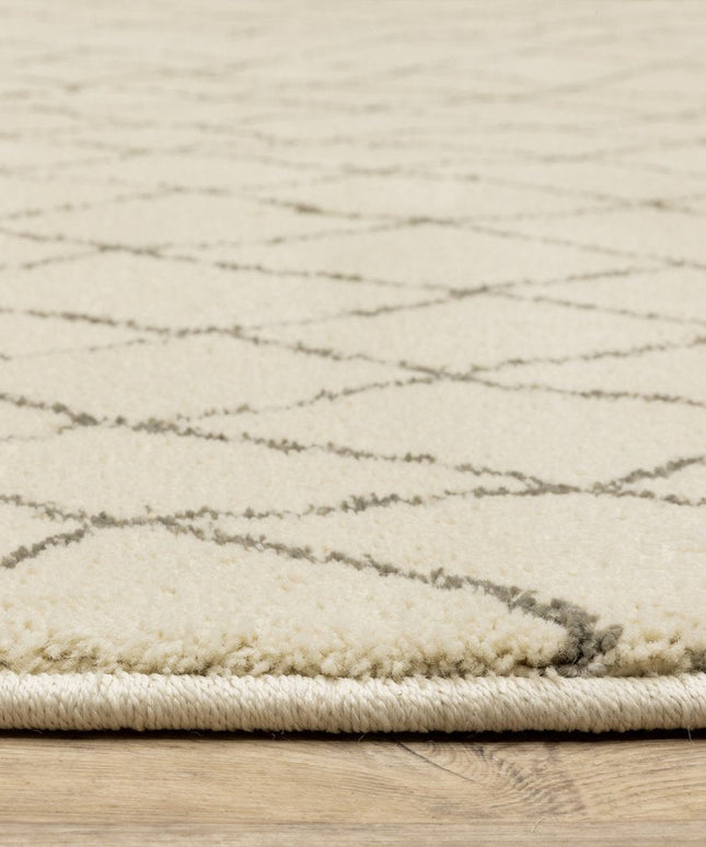 10' X 13' Ivory And Grey Geometric Power Loom Stain Resistant Area Rug