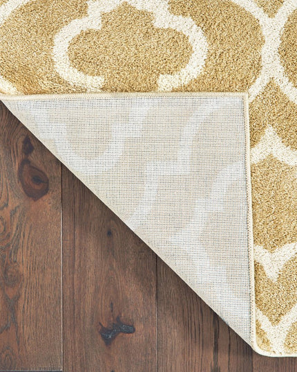 10' X 13' Gold And Ivory Geometric Power Loom Stain Resistant Area Rug