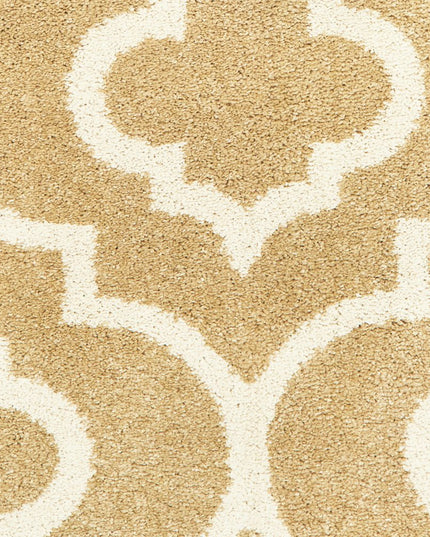 10' X 13' Gold And Ivory Geometric Power Loom Stain Resistant Area Rug