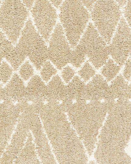 10' X 13' Sand And Ivory Geometric Power Loom Stain Resistant Area Rug