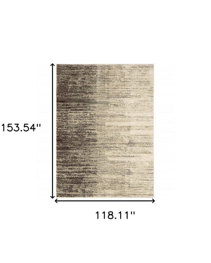 10' X 13' Beige And Grey Abstract Power Loom Stain Resistant Area Rug