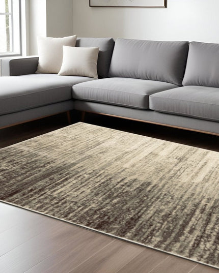 10' X 13' Beige And Grey Abstract Power Loom Stain Resistant Area Rug