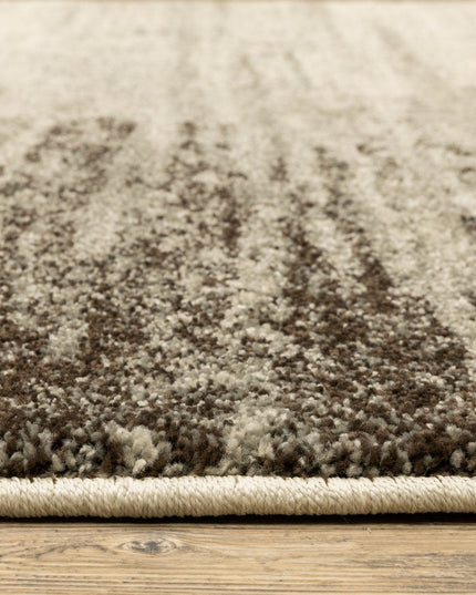 10' X 13' Beige And Grey Abstract Power Loom Stain Resistant Area Rug