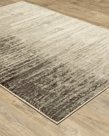 10' X 13' Beige And Grey Abstract Power Loom Stain Resistant Area Rug