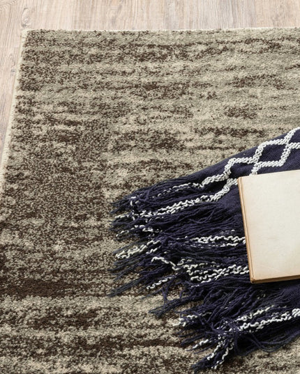 10' X 13' Beige And Grey Abstract Power Loom Stain Resistant Area Rug