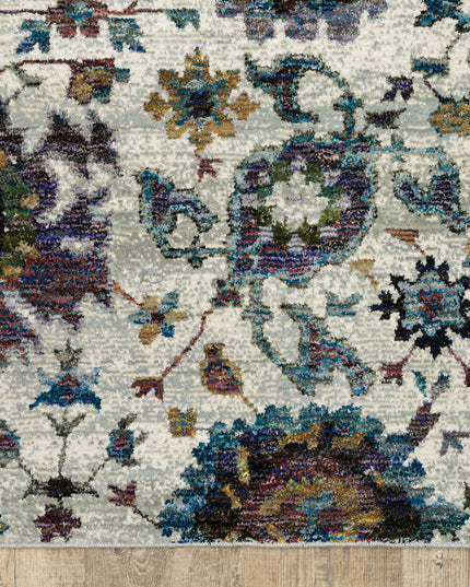 9' X 12' Purple and Gray Oriental Power Loom Area Rug