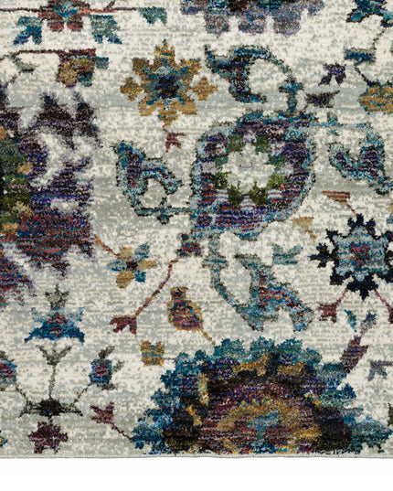 9' X 12' Purple and Gray Oriental Power Loom Area Rug