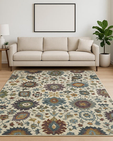 9' X 12' Purple and Gray Oriental Power Loom Area Rug