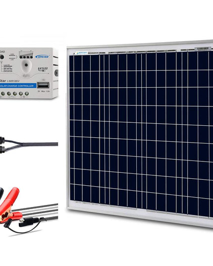 ACOPOWER 50W 12V Solar Charger Kit, 10A Charge Controller with