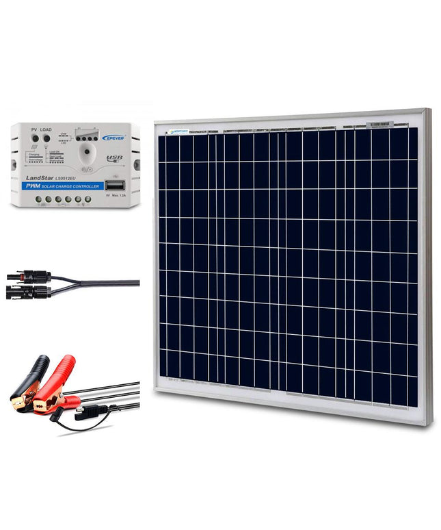 ACOPOWER 50W 12V Solar Charger Kit, 10A Charge Controller with