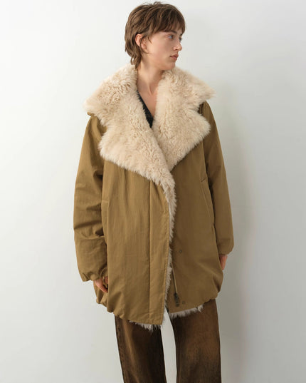 "Modern Introduction" detachable toka fur collar fur coat silhouette