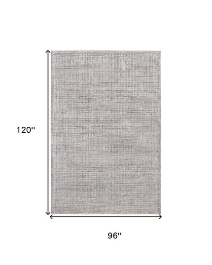 8' X 10' Taupe and Ivory Plaid Power Loom Distressed Area Rug