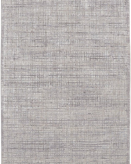 8' X 10' Taupe and Ivory Plaid Power Loom Distressed Area Rug