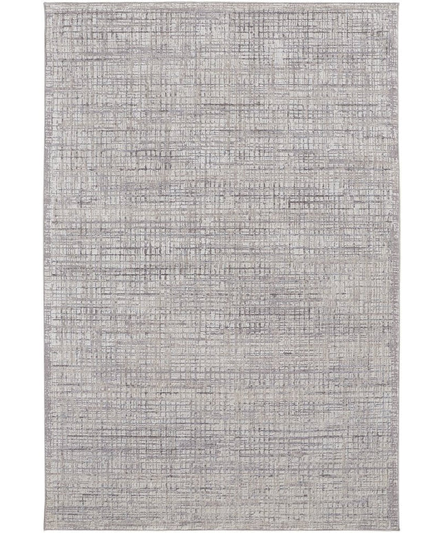 8' X 10' Taupe and Ivory Plaid Power Loom Distressed Area Rug