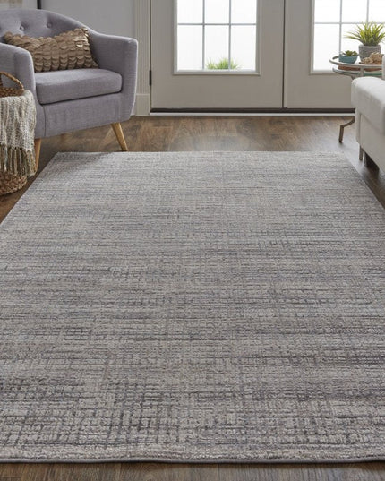 8' X 10' Taupe and Ivory Plaid Power Loom Distressed Area Rug