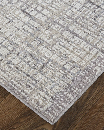 8' X 10' Taupe and Ivory Plaid Power Loom Distressed Area Rug