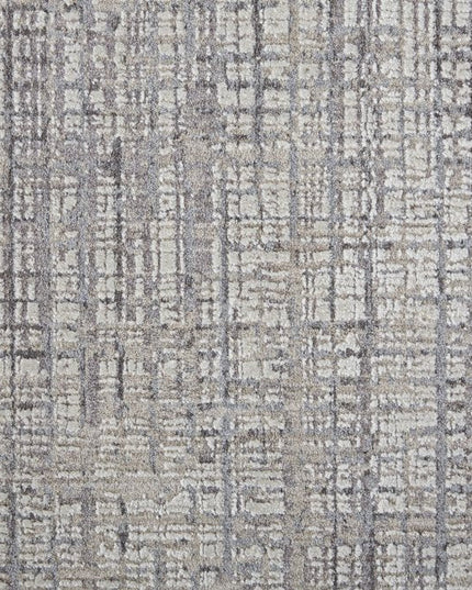 8' X 10' Taupe and Ivory Plaid Power Loom Distressed Area Rug