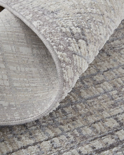 8' X 10' Taupe and Ivory Plaid Power Loom Distressed Area Rug