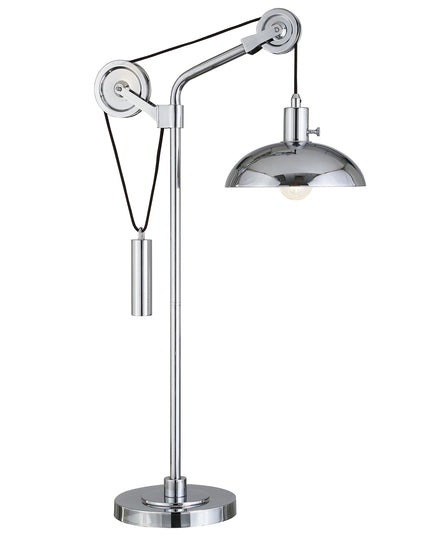 33" Silver Metal Adjustable Desk Table Lamp With Nickel Dome Shade