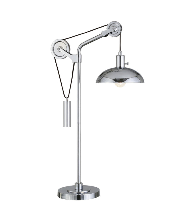 33" Silver Metal Adjustable Desk Table Lamp With Nickel Dome Shade
