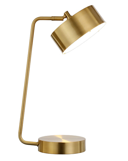 18" Brass Metal Desk Table Lamp With Brass Drum Shade